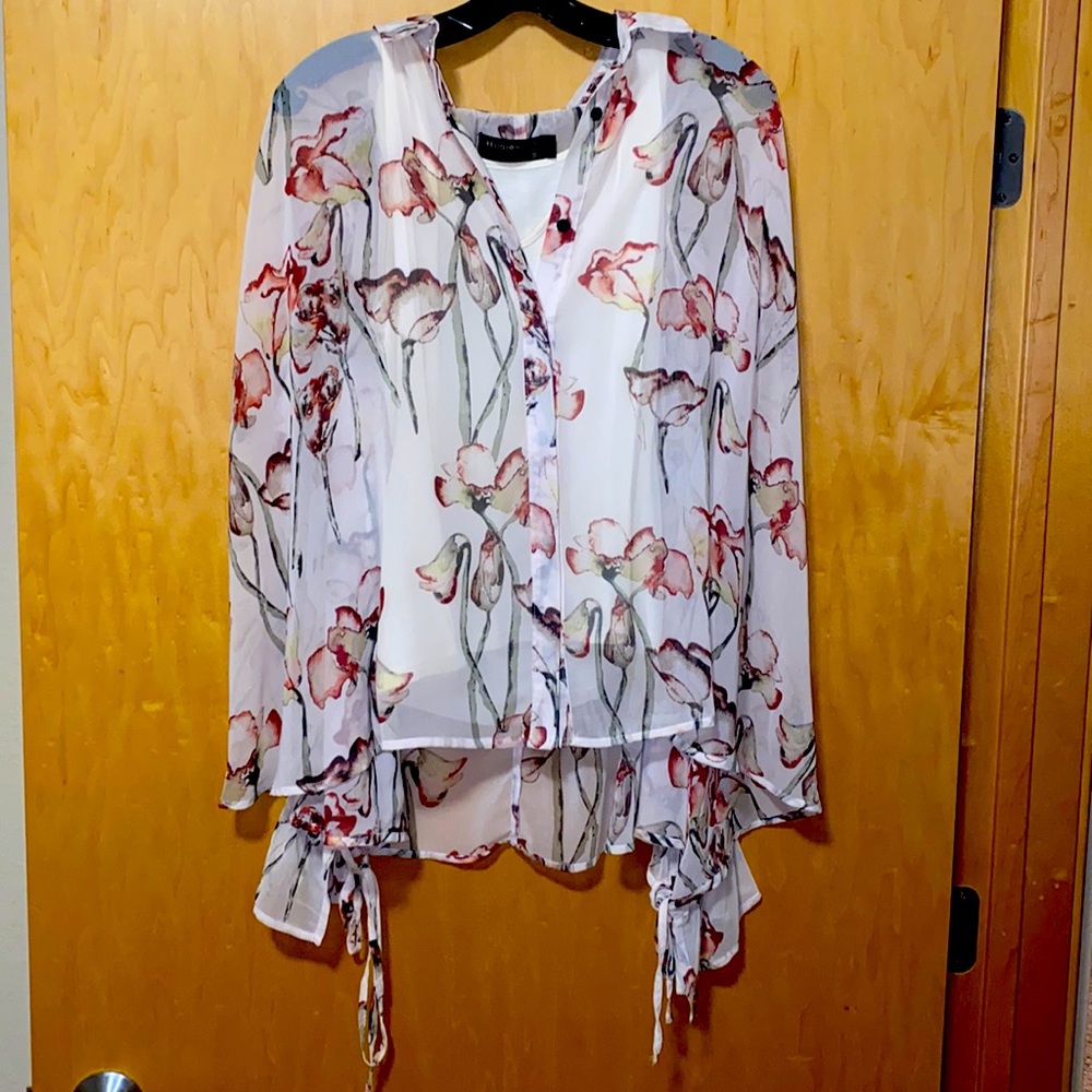 Religion We Live In Black Flower Top Size M